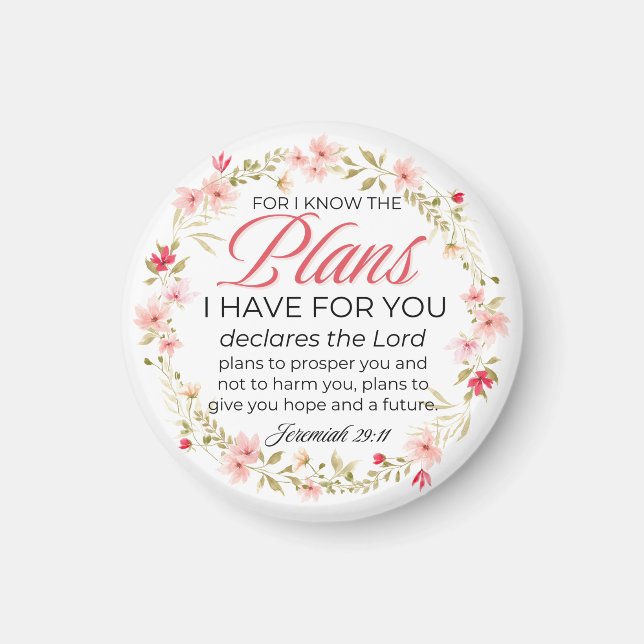 Jeremiah 29:11 Rosa Blume Wreath Bible Verse Magnet (Vorne)