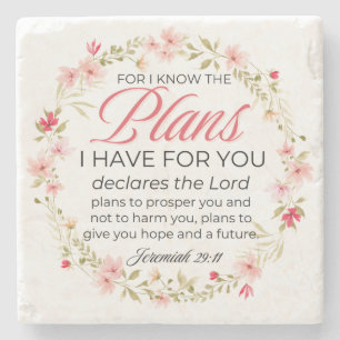 Jeremiah 29:11 Rosa Blume Wreath Bible Verse Steinuntersetzer