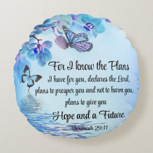 Jeremiah 29:11 Tropische Orchideen Butterfly Bibel Rundes Kissen