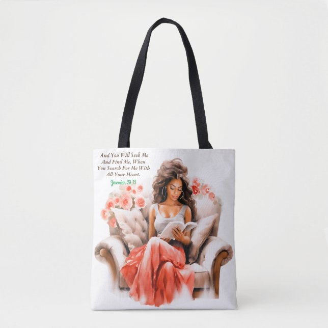 Jeremiah 29: 13 Bibelangebot Weiße Tasche (Vorderseite)