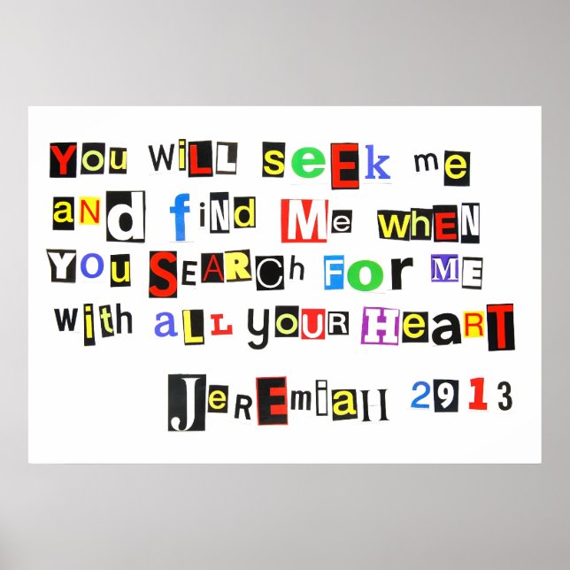 Jeremiah 29:13 Ransom Note Poster (Vorne)