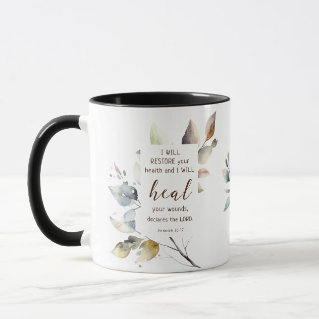 Jeremiah 30 17 Ich werde Ihre Gesundheit Bibel wie Tasse (Links)