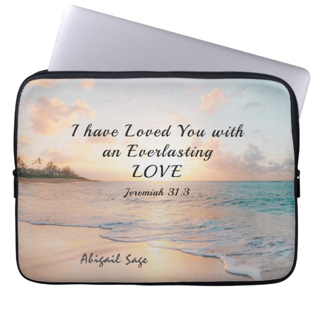 Jeremiah 31:3 Ich habe dich geliebt, Bibel Ocean S Laptopschutzhülle (Vorderseite)