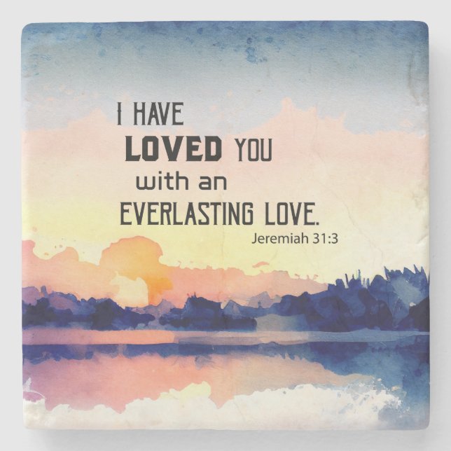 Jeremiah 31:3 Ich habe dich geliebt Bible Verse Steinuntersetzer (Vorderseite)