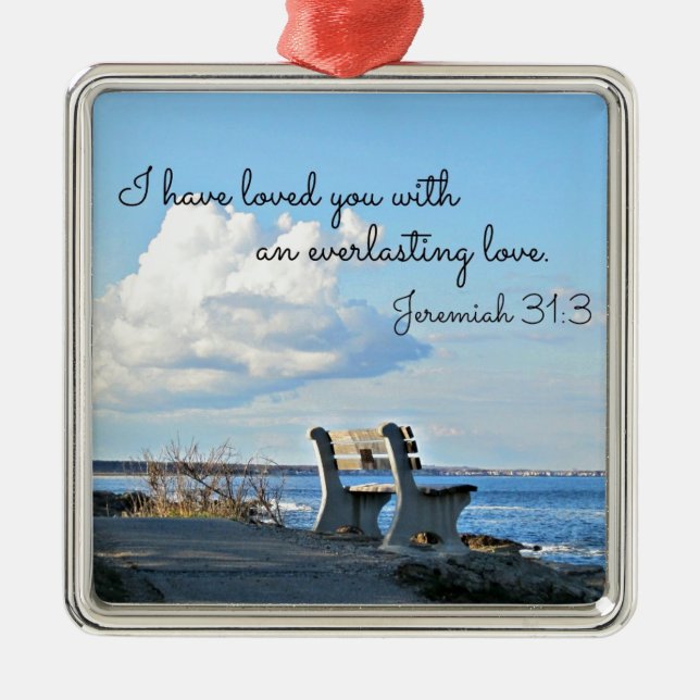 Jeremiah 31:3 Ich habe dich mit einem immerwährend Silbernes Ornament (Vorne)