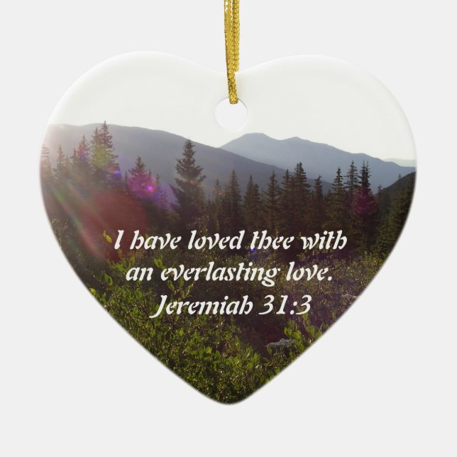 Jeremiah 31:3 Ich habe dich mit einem Keramik Ornament (Vorne)