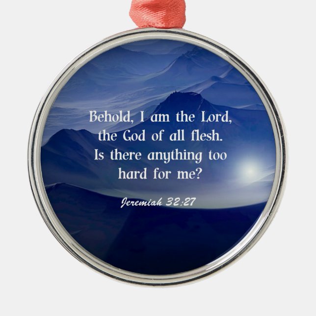 Jeremiah 32:27, Schrift Ornament Aus Metall (Vorne)