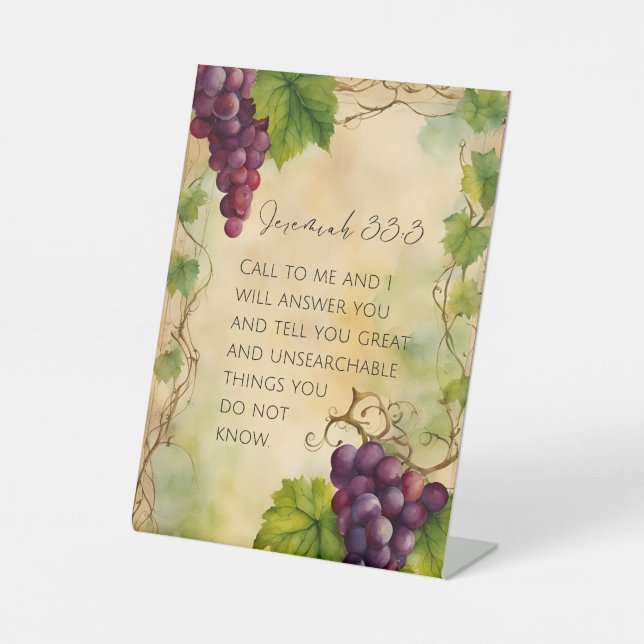 Jeremiah 33:3 Christlich Bibelverse Sockelschild (Vorderseite)