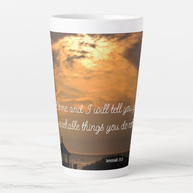 Jeremiah 33:3 Latte-Tasse Milchtasse (Vorderseite)