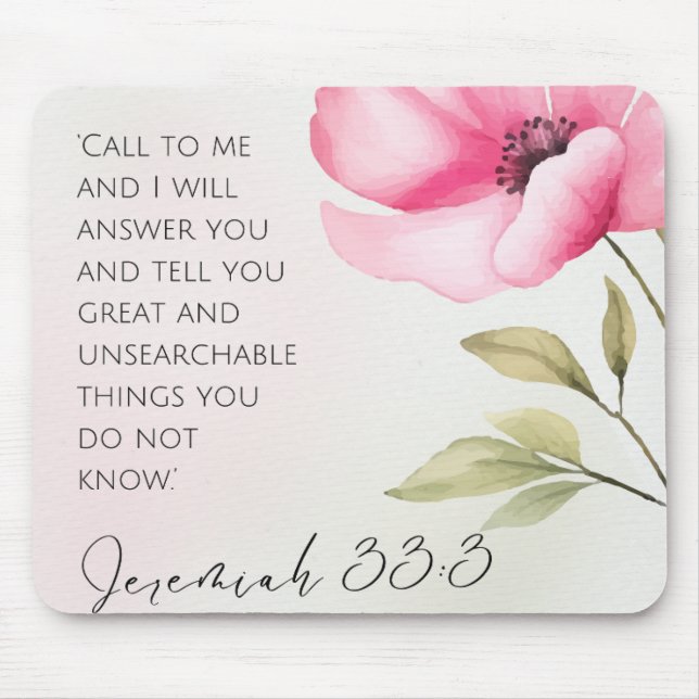 Jeremiah 33:3 Pink Rose Heart Mouse Pad Mousepad (Vorne)