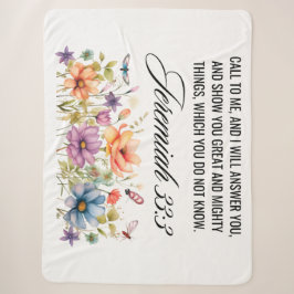 Jeremiah 33:3 Ruf mir Wildblumen Schrift an Sherpadecke