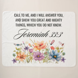 Jeremiah 33:3 Ruf mir Wildblumen Schrift an Sherpadecke