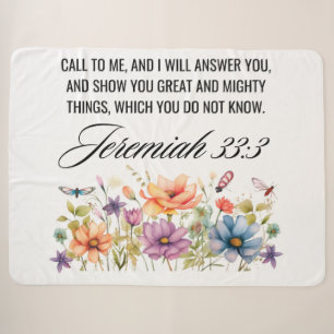 Jeremiah 33:3 Ruf mir Wildblumen Schrift an Sherpadecke