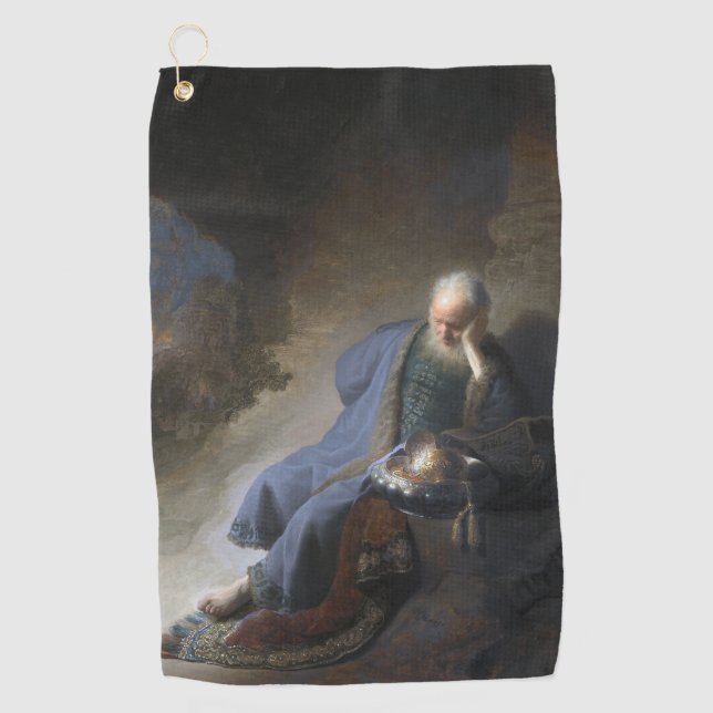 Jeremiah Lamenting über den Fall Jerusalems, Rembr Golfhandtuch (Vorderseite)