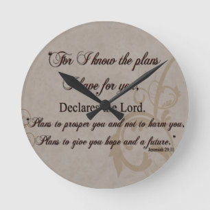 Jeremias-29:11 Schrifts-Geschenk Runde Wanduhr