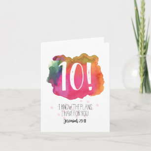 Jérémie 29:11 10 ! Carte d'anniversaire Watercolor