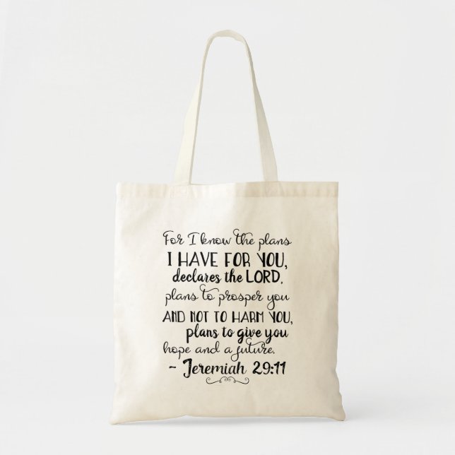 Jérémie 29:11 Sac fourre-tout de foi biblique chré (Devant)