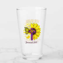 Jérémie 29:11 Verre à pied Cross Sunflower