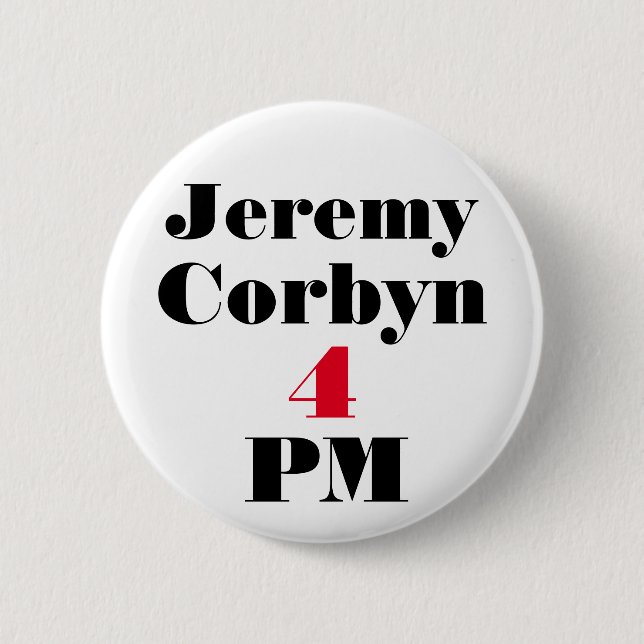 "Jeremy Corbyn 4 Knopf-Abzeichen P.M." Button (Vorderseite)