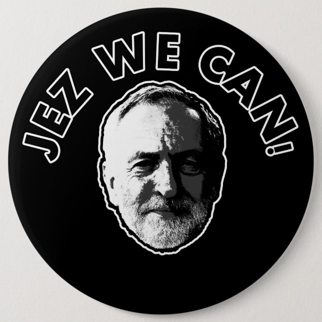 Jeremy Corbyn "Jez können wir" Abzeichen schwärzen Button (Vorderseite)