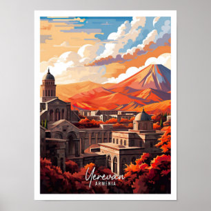 Jerewan Armenien Kunst Vintage Reiseillustration Poster