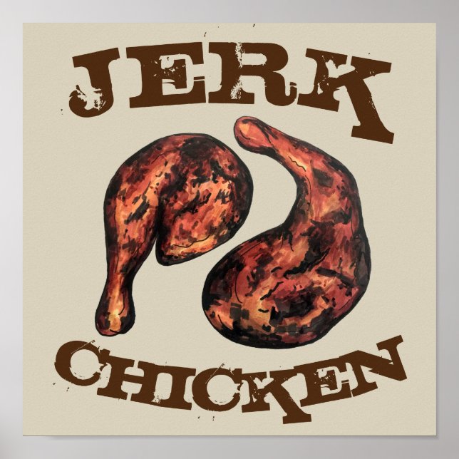 Jerk Chicken Caribbean West Indian Jamaikanisches  Poster (Vorne)