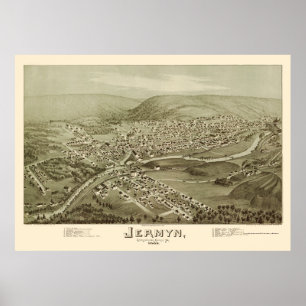 Jermyn, panoramische Karte PAs - 1889 Poster