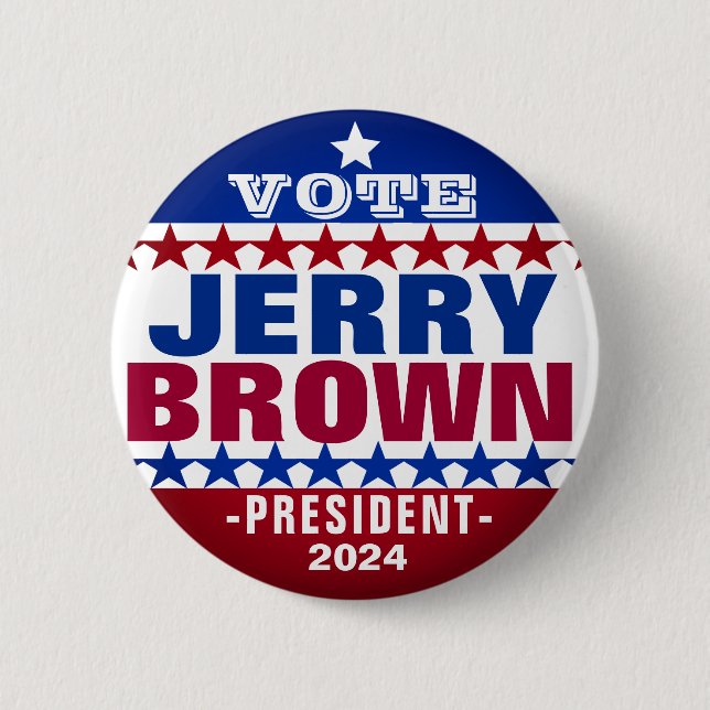 Jerry Brown für den Präsidentschaftswahlknopf 2024 Button (Vorderseite)