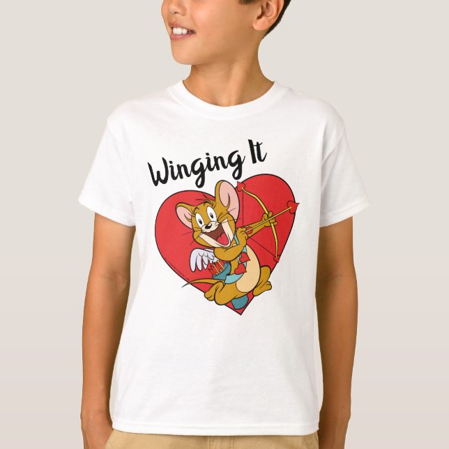 Jerry Mouse als Valentine Cupid T-Shirt (Vorderseite)