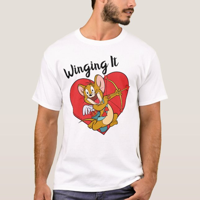 Jerry Mouse als Valentine Cupid T-Shirt (Vorderseite)
