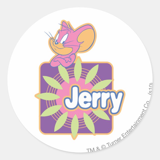 Jerry Neon Mouse Runder Aufkleber (Vorderseite)