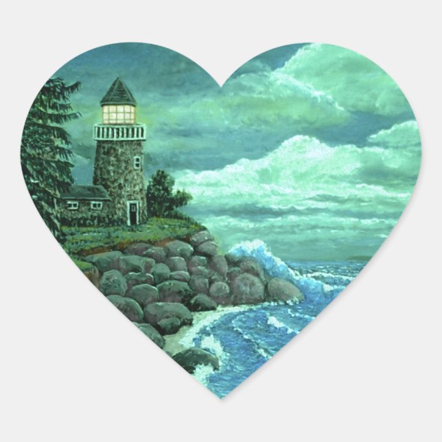 JERRYS LIGHTHOUSE von Ave von ArtRave Herz-Aufkleber (Vorderseite)