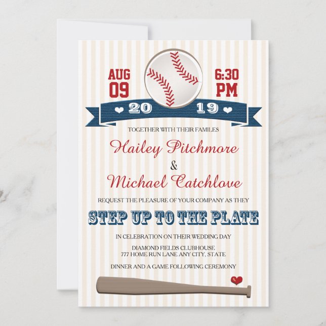 Jersey Baseball Hochzeitseinladungen Einladung (Vorderseite)