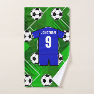 Jersey bleu de football personnalisé avec blanc