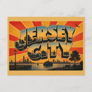 Jersey City New Jersey Hudson River Ufer Kunst Postkarte