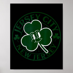 Jersey City New Jersey Irischer Shamrock Nj Retro- Poster
