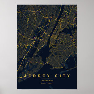Jersey City New Jersey stilisierter Kartendruck Poster