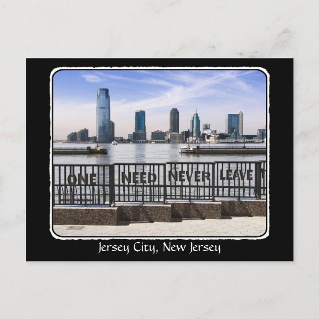 Jersey City Skyline One Need Verlasst nie Grenze Postkarte (Vorderseite)