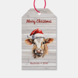 Jersey Cow, Barn Wood, "Moory Christmas" Geschenkanhänger