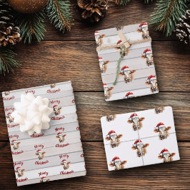 Jersey Cow, Barn Wood, "Moory Christmas" Geschenkpapier Set