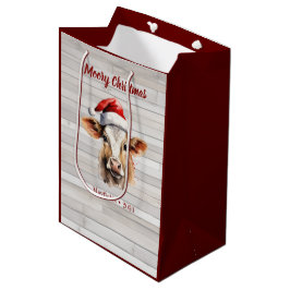 Jersey Cow Barn Wood "Moory Christmas" Mittlere Geschenktüte