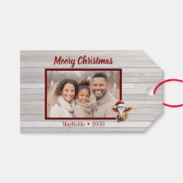 Jersey Cow, Barnholz, Foto "Moory Christmas" Geschenkanhänger