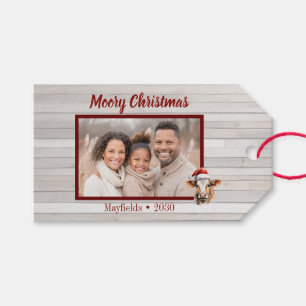 Jersey Cow, Barnholz, Foto "Moory Christmas" Geschenkanhänger