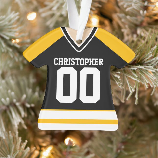 Jersey de hockey sur glace noir/jaune/blanc (Arbre)