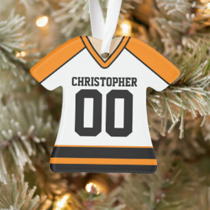 Jersey de hockey sur mesure blanc/orange/noir
