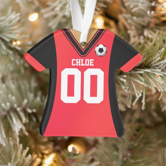Jersey de soccer noir/rouge personnalisé (Arbre)
