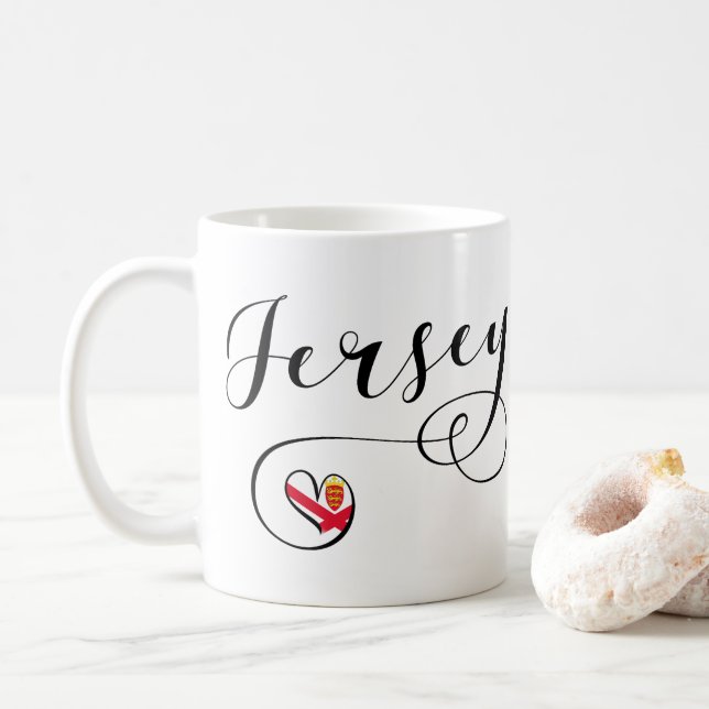 Jersey Flag Heart, Kanalinseln Kaffeetasse (Mit Donut)