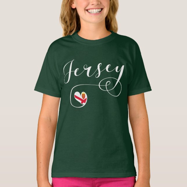 Jersey Flag Heart, Kanalinseln T-Shirt (Vorderseite)
