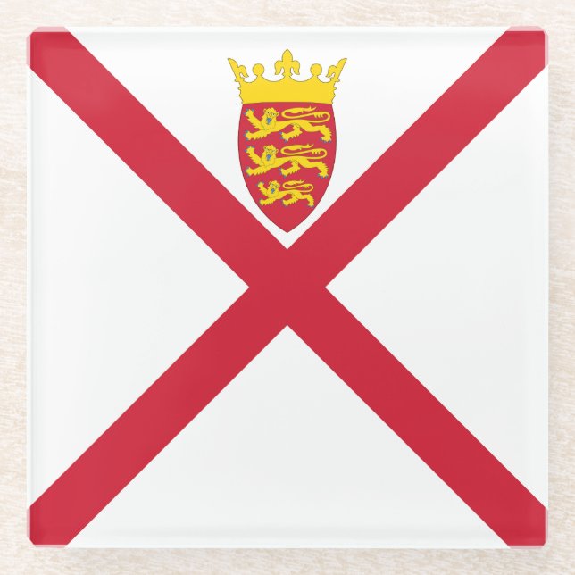 Jersey-Flagge Glasuntersetzer (Vorderseite)