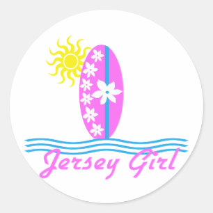 Jersey Girl Baby Bodysuit Pink Surfboard W/Sun Runder Aufkleber